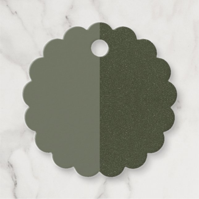 Scalloped Moss Green Favor Tag Duo Finish - Custom (Front)