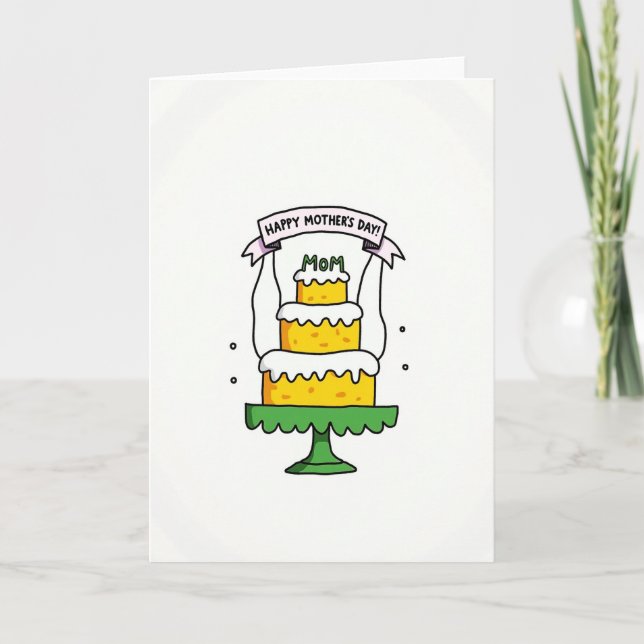 Scalloped Mothers Day Cake Card (Front)