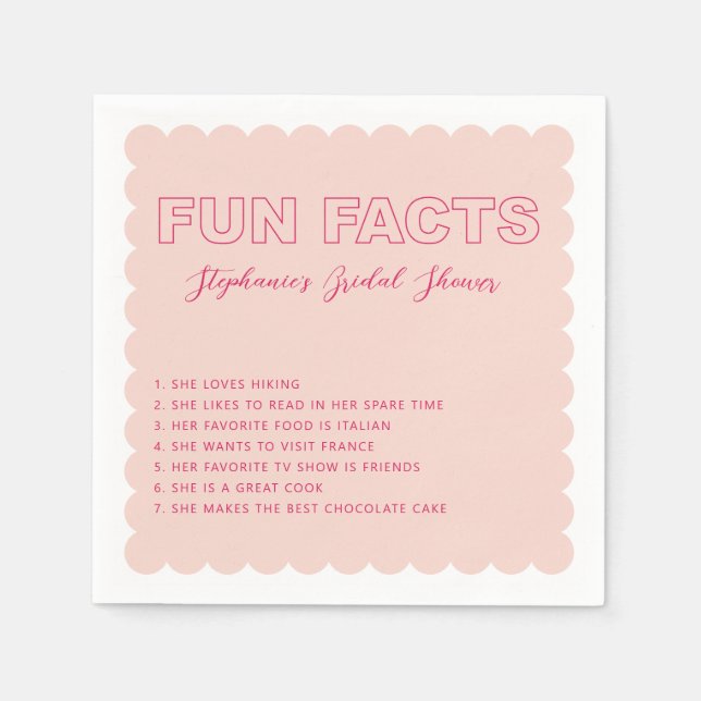 Scalloped Outline Bold Text Fun Fact Napkins (Front)