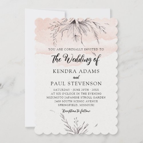 Scalloped Pastel Watercolor Wildflower Invitation