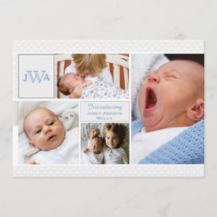 Scalloped Photo Collage Birth Announcement