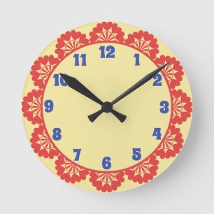 Scalloped Red, Lemon & Blue Cheery Kitchen Clock