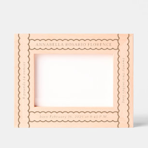 Scalloped Ribbon Baby Birth Stats  Engraved Frames