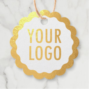Scalloped Round Gold Foil Hang Tags Custom Logo