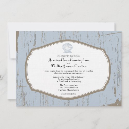 Scalloped Shell Rustic Beach Wedding Custom Invitations