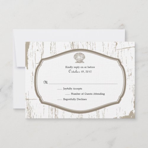 Scalloped Shell Rustic Beach Wedding RSVP