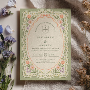 Scalloped Spring Floral Wedding Invitation
