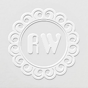 Scalloped Swirl Monogram Initials Embosser