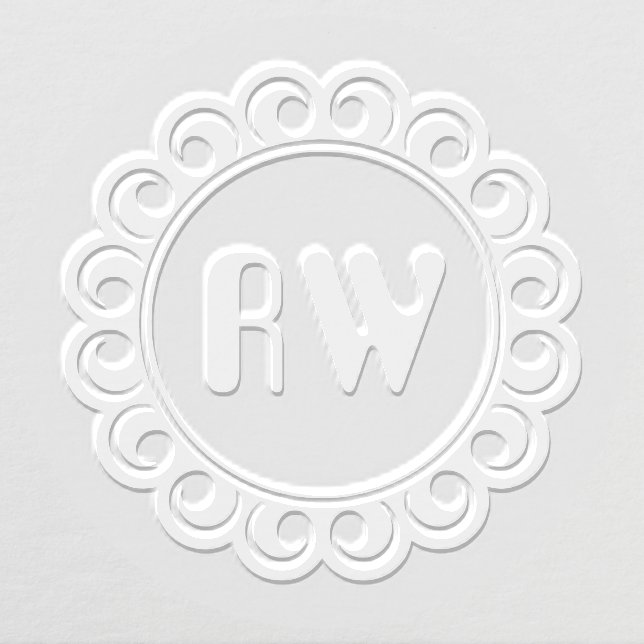 Scalloped Swirl Monogram Initials Embosser (Design)