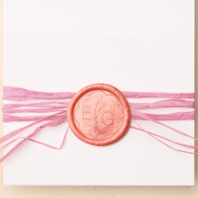 Scalloped Tropical Flora Monogram Wax Seal Sticker (Front)