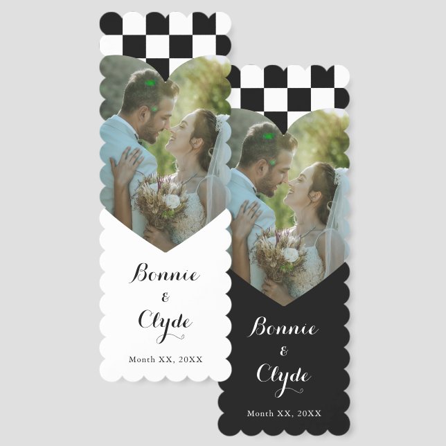 Scalloped Wedding Bookmark Featuring Luxury Design (Front & Back)