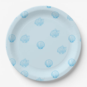 Scallops Outline Minimalism Paper Plates