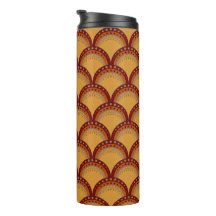 Scallops with Dots, Burgundy, Rust, Apricot, Tan