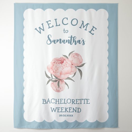 Scalop edge Floral Pink Bachelorette  Tapestry