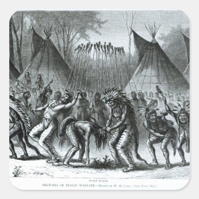 Scalp Dance from 'Sketches of Indian Warfare' Square Sticker (Front)