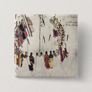Scalp dance or victory dance (ink on paper) button
