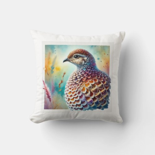 Scaly Francolin 210624AREF130 _ Watercolor Throw Pillow