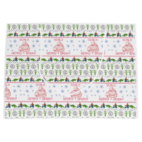 Scaly Merry and Bright Wrapping Paper Large Gift Bag