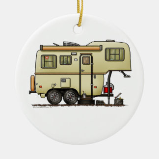 Scamp Fifth Wheel Camper RV happy camper Ceramic Ornament