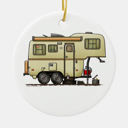 Scamp Fifth Wheel Camper RV happy camper Ceramic Ornament