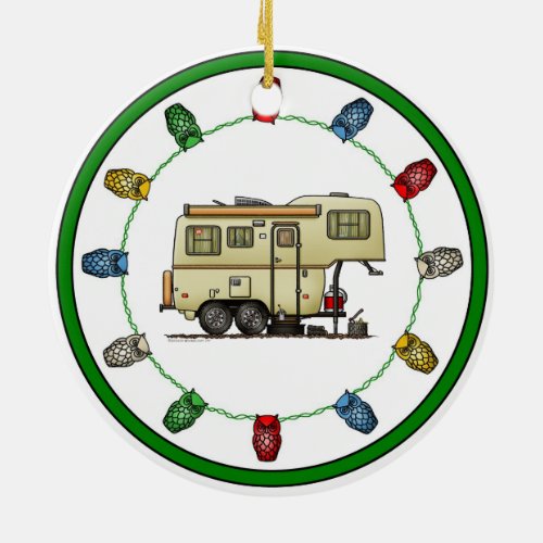 Scamp Fifth Wheel Camper RV happy camper Ceramic Ornament