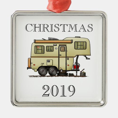 Scamp Fifth Wheel Camper RV happy camper Metal Ornament