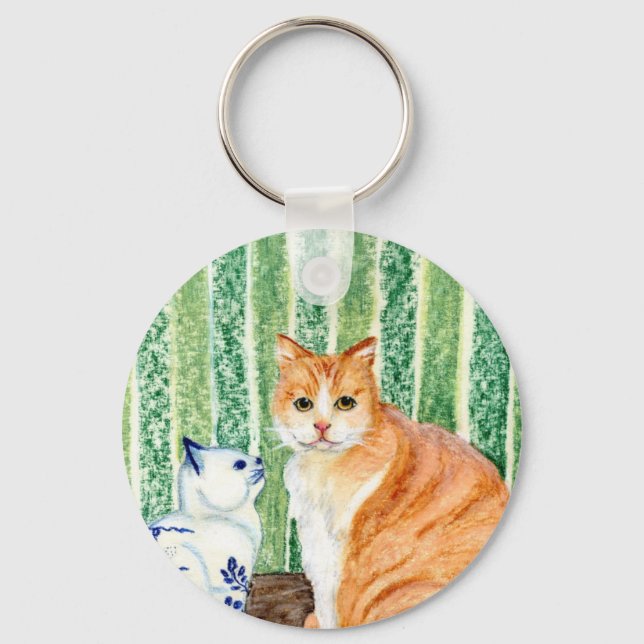 Scampy with delfts blue cat-1.jpg keychain (Front)