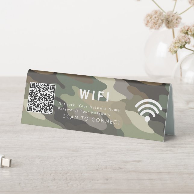 Scan Connect Camouflage Table Tent Sign Design (In SItu (Table))