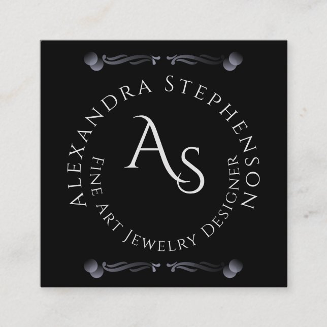 Scan Connect Social Media QR Code Jewelry Display Square Business Card (Front)