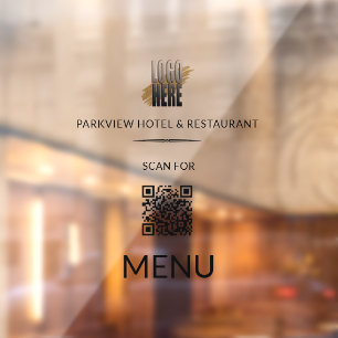 Scan for Menu  QR Code Business Logo Window Cling