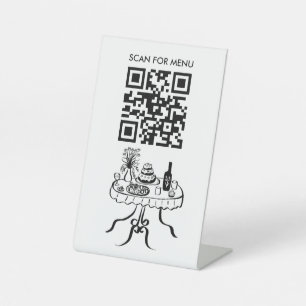 Scan for Menu QR code Restaurant Cafe Event Party  Pedestal Sign