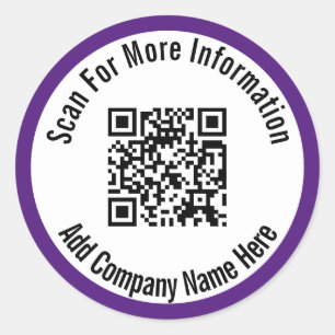 Scan For More Information QR Code Royal Purple Classic Round Sticker