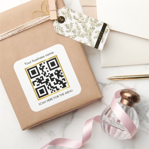 Scan For Order Menu QR Code Caf Restaurant Coffee Square Sticker