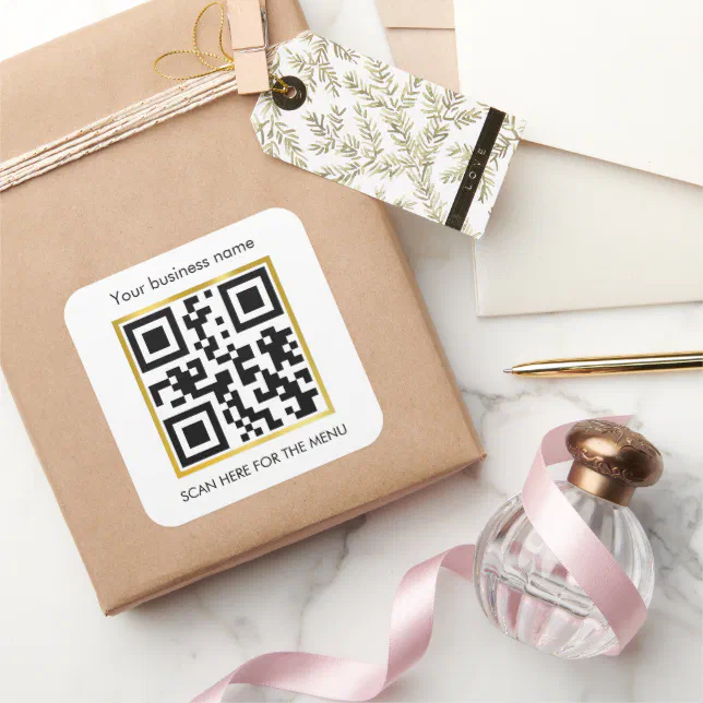 Scan For Order Menu QR Code Café Restaurant Coffee Square Sticker | Zazzle