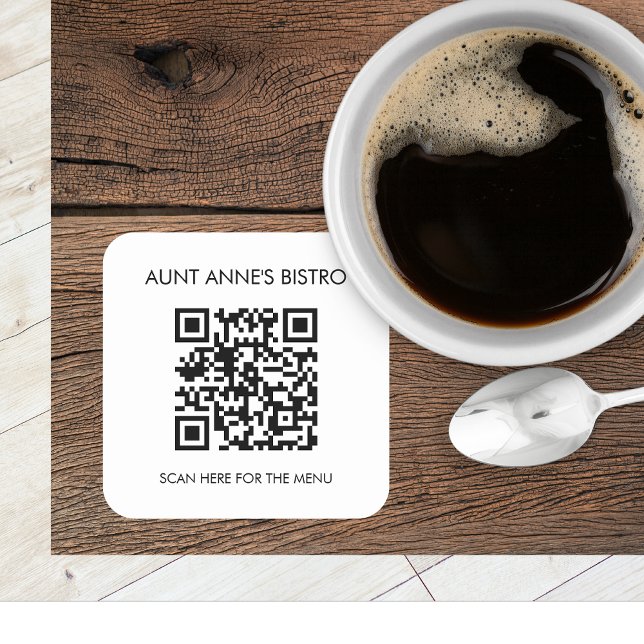 Scan For Order Menu QR Code Café Restaurant Coffee Square Sticker (Creator Uploaded)
