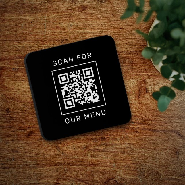 Scan For Our Menu Custom QR Code and Logo Beverage Coaster (Creator Uploaded)