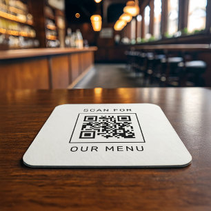 Scan For Our Menu Custom QR Code and Logo Square Paper Coaster