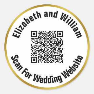Scan For Our Wedding Website Qr Code Bride Groom Classic Round Sticker