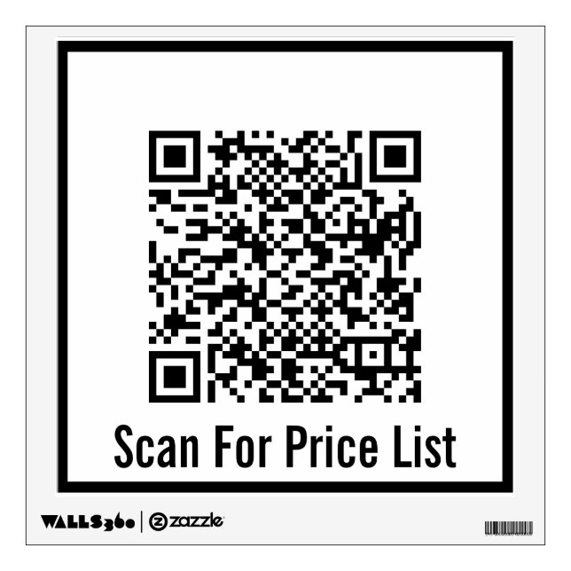 Scan For Price List Black and White QR Code Wall Decal (Front)