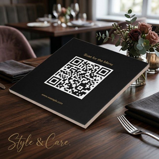 Scan for the Menu Stylish QR Code Ceramic Tile (Scan for the Menu Stylish QR Code Ceramic Tile)