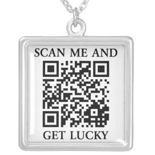 Scan Me And Get Lucky Silver Plated Necklace