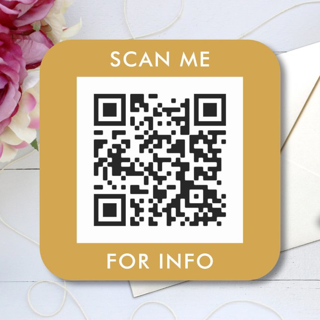 Scan Me Custom QR Code Text Template Square Sticker (Creator Uploaded)