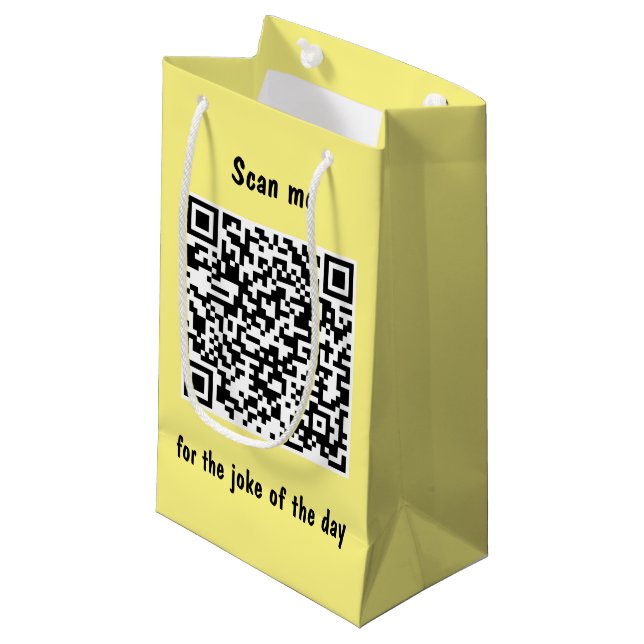 Scan Me for the Joke of the Day QR Code Small Gift Bag (Front Angled)