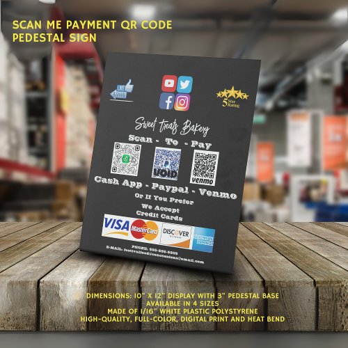 Scan Me Payment QR Code Pedestal Sign