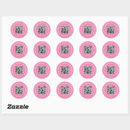Scan Me Pink QR Code Scannable Classic Round Sticker | Zazzle