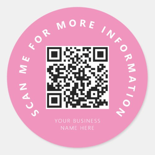 Scan Me Pink QR Code Scannable Classic Round Sticker