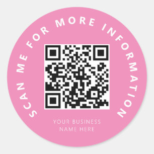 Scan Me Pink QR Code Scannable Classic Round Sticker
