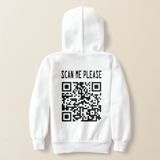 Scan Me Please QR Code – Smile, It's Free Hoodie (Laydown Back)