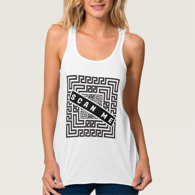 SCAN ME QR CODE BLACK WHITE ROMANTIC WEDDING TANK TOP (Front)