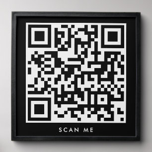 Scan Me QR Code Business Black Minimalist Peel And Stick Photo Tile